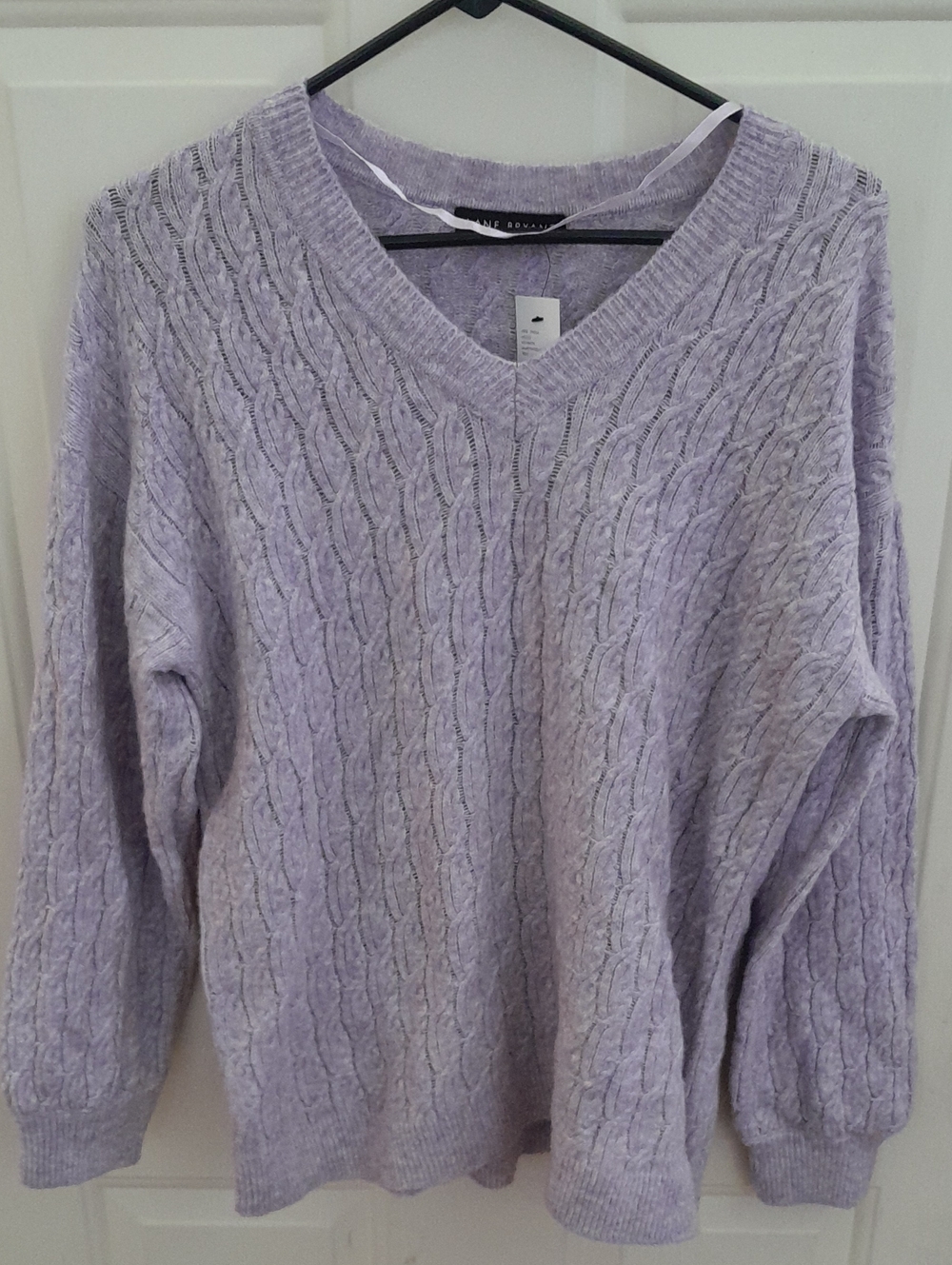 Lane Bryant Lavender Cable V-Neck Sweater